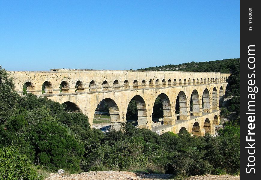 Pont du Gard roman aqueduct. Pont du Gard roman aqueduct