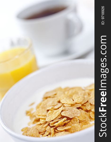 High key studio shot of a healthy breakfast. Shallow depth of field.