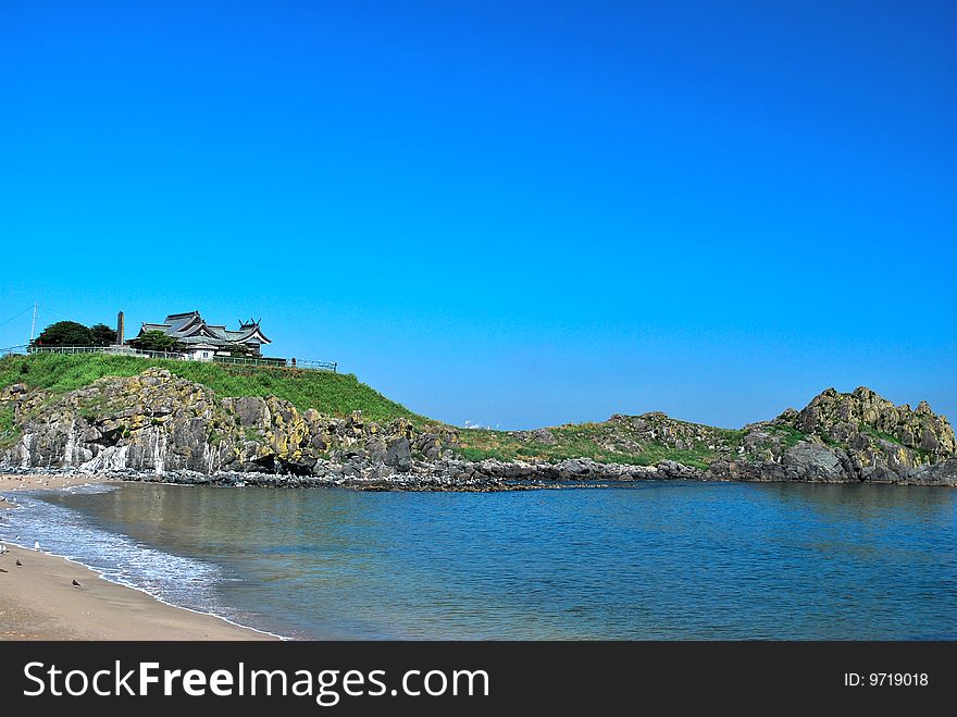 Shrine on top of a hill overlooking the sea. Shrine on top of a hill overlooking the sea