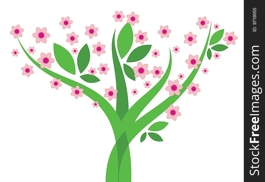 Tree With Flowers - Vector Image