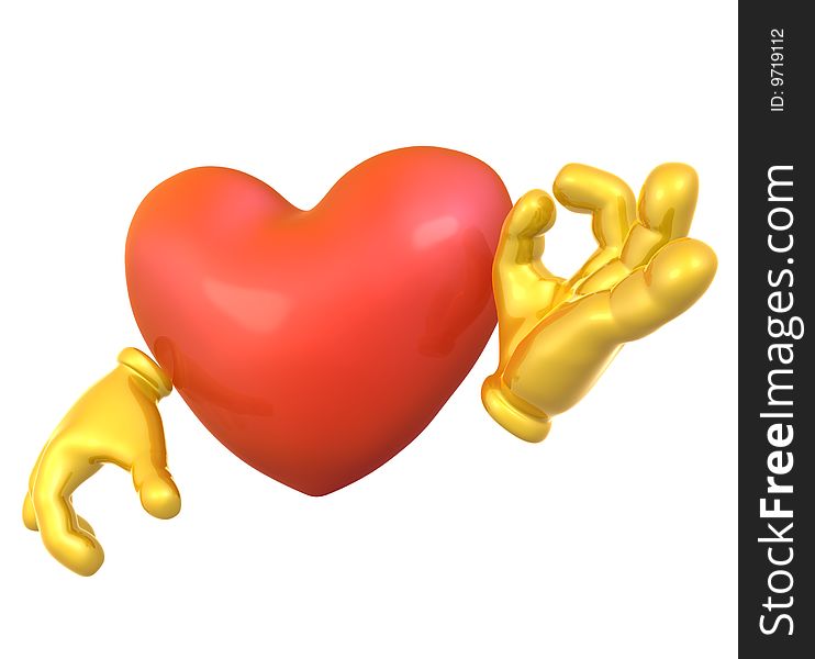3d heart love character mascot illustration. 3d heart love character mascot illustration
