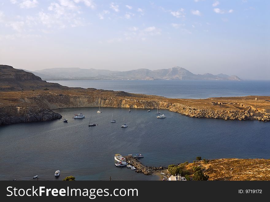 Port Harbour Of The City Of Lindos.