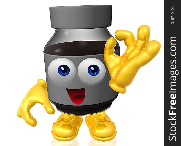 Mr medicine bottle 3d character mascot. Mr medicine bottle 3d character mascot