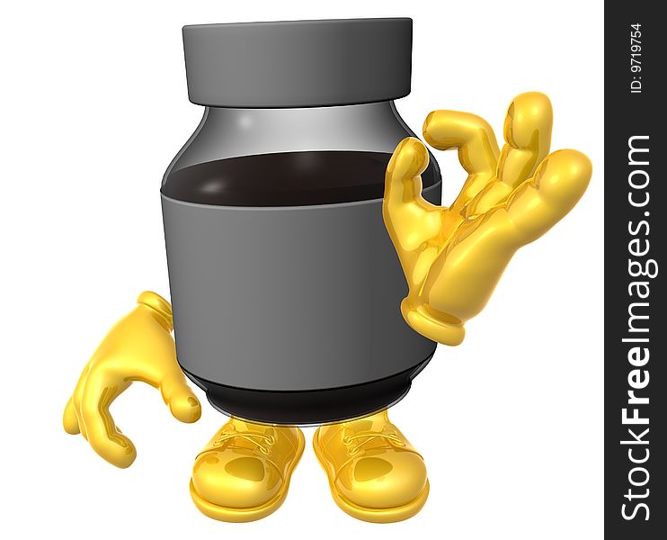 Mr medicine bottle 3d character mascot. Mr medicine bottle 3d character mascot