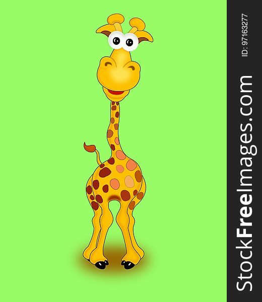 Giraffe, Giraffidae, Mammal, Cartoon
