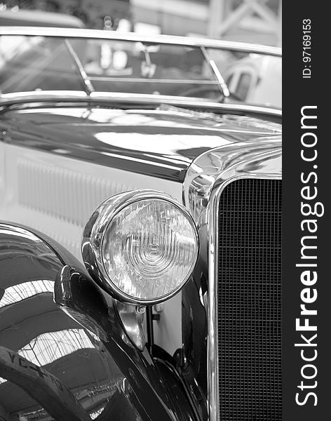 Car, Motor Vehicle, Black And White, Vintage Car