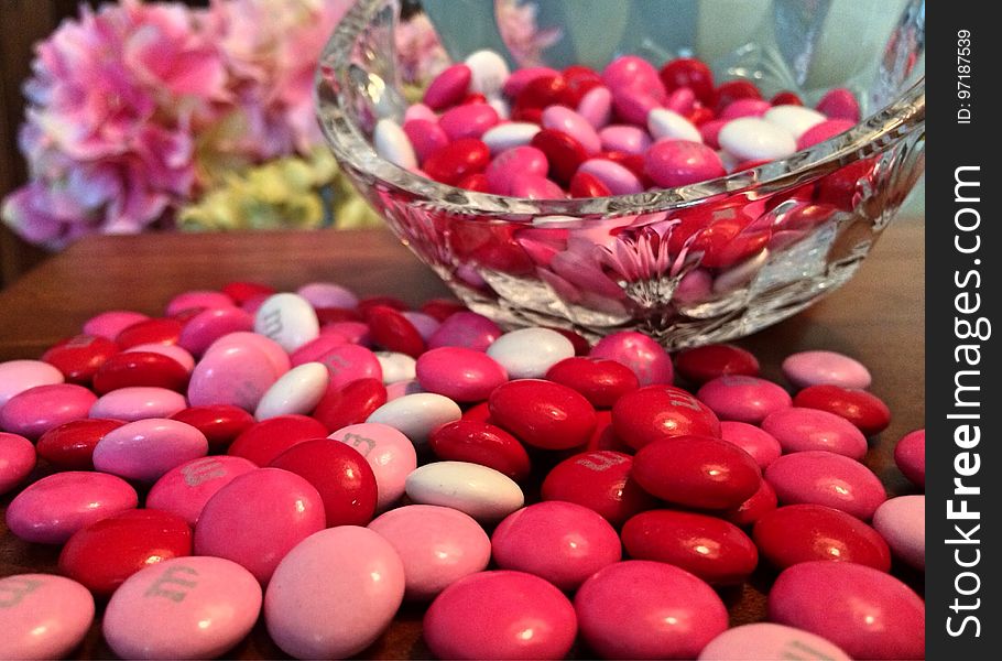 Pink M&ms On Table