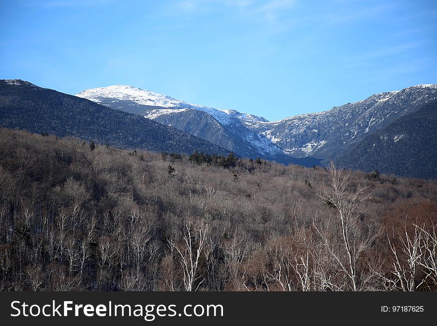 Snow Covered Mountain Under Sunny Cloudy Day