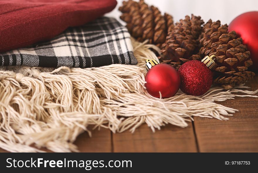 Close-up of Christmas Decorations on Table