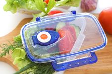 Salad From Vegetables In The Container. Royalty Free Stock Images Salad From Vegetables In The Container. Royalty Free Stock Images