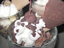 Chocolate Ice-cream (with Cherry In Focus) Stock Photo Chocolate Ice-cream (with Cherry In Focus) Stock Photo