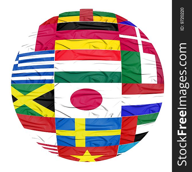 Group of flags in round ball