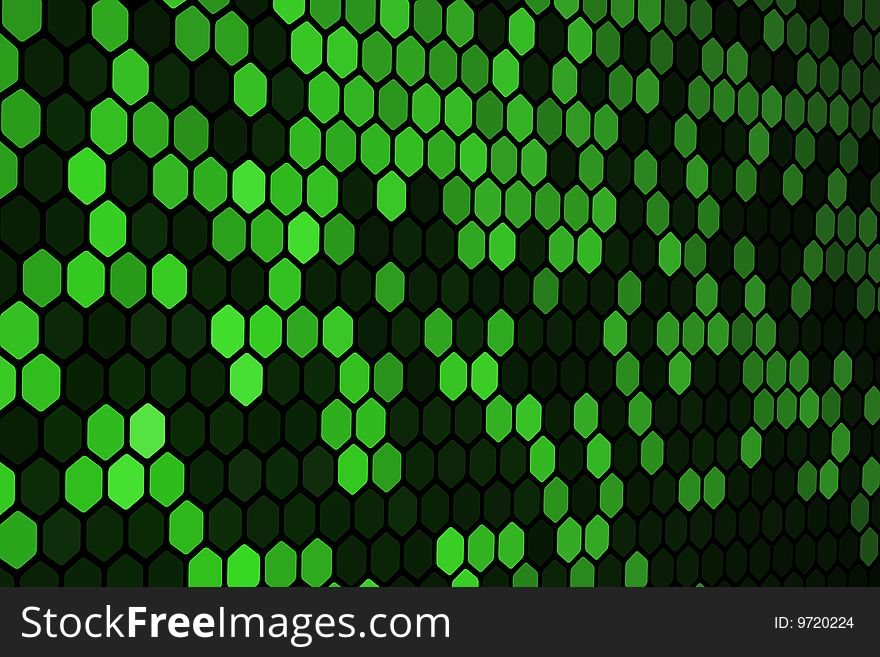 Vector illustration of Green Hexagon Pattern