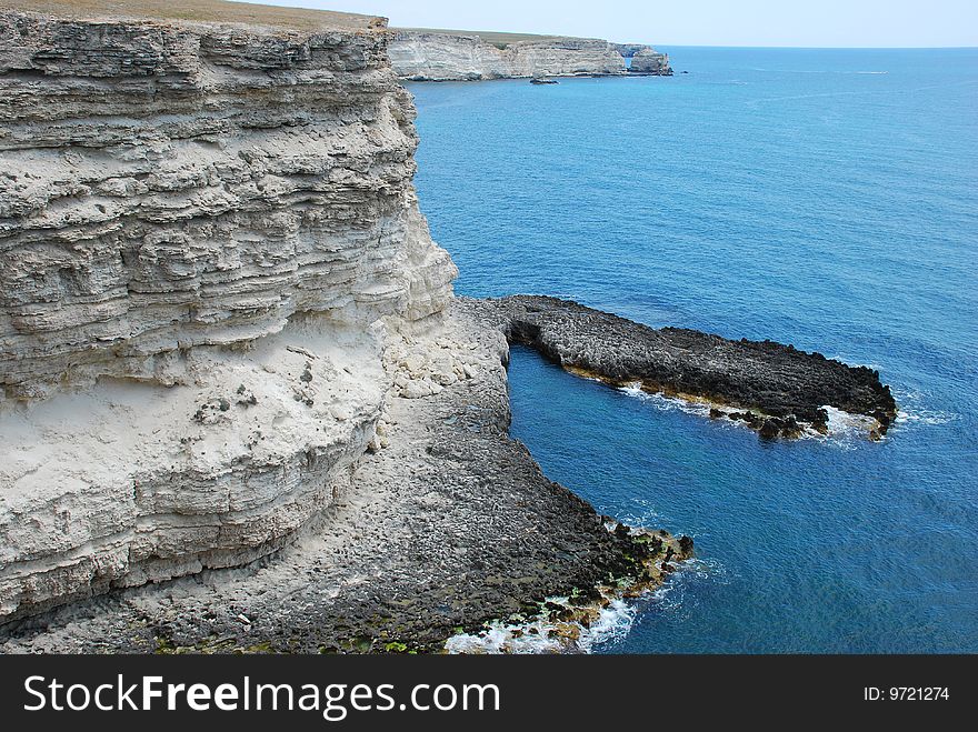 Coast of black sea. Sea and rocks.
