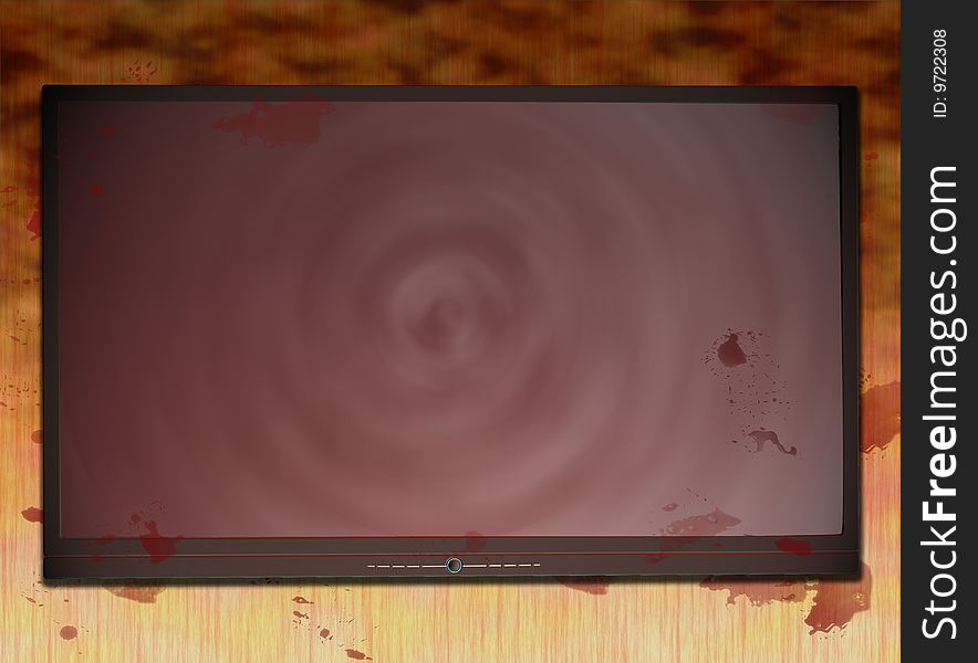 Horror theme template featuring a bloodstained television set. Horror theme template featuring a bloodstained television set