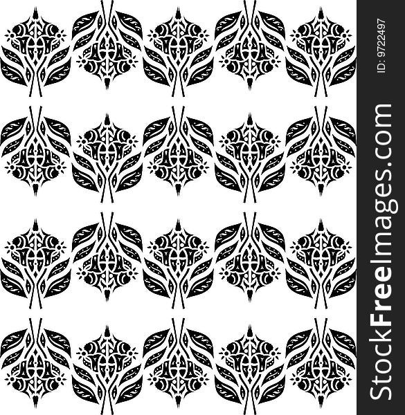 Background with flower ornament. Black and white illustration. Background with flower ornament. Black and white illustration.