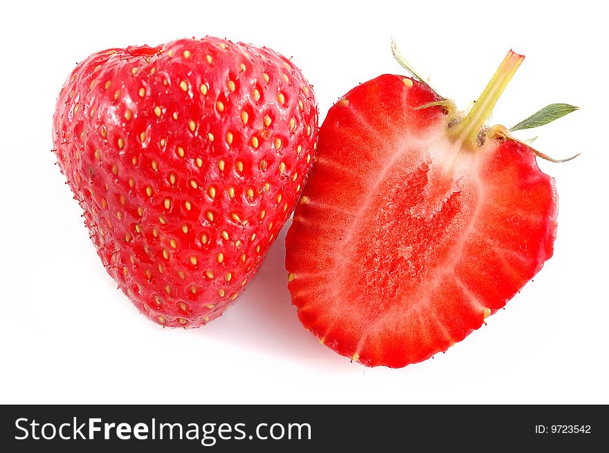 Red strawberry on a white background