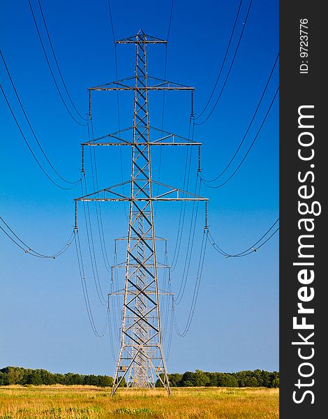 High voltage electricity pylon and the sky