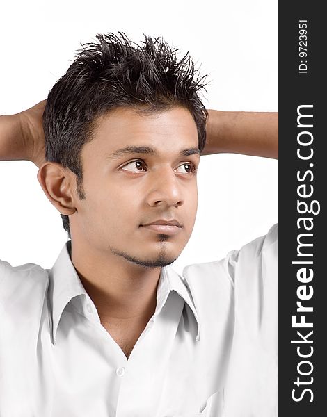 Nice cool person relax over white background. Nice cool person relax over white background