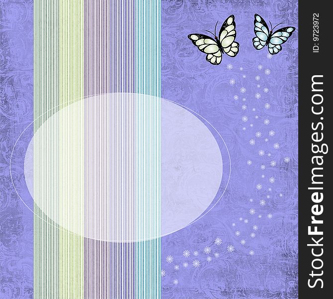 Butterfly card on purple background. Butterfly card on purple background
