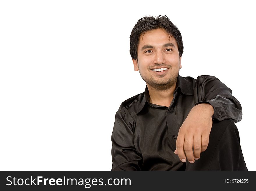 Nice cool person relax over white background. Nice cool person relax over white background