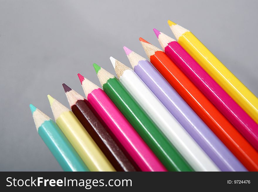 Many colored pencils for children