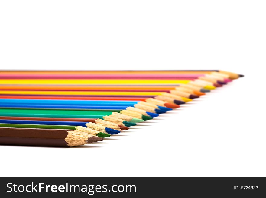 Beautiful color pencils on a white background