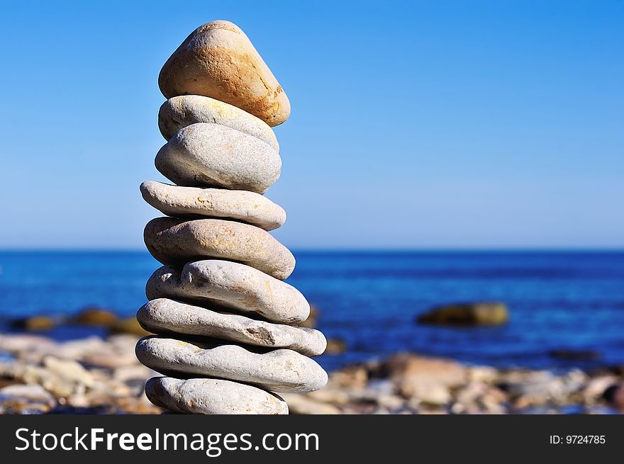 Stack of a several gravel on the coast. Stack of a several gravel on the coast