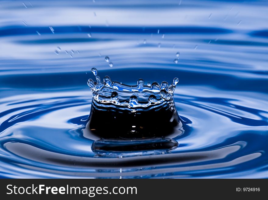 Clean water and water bubbles in blue. Clean water and water bubbles in blue