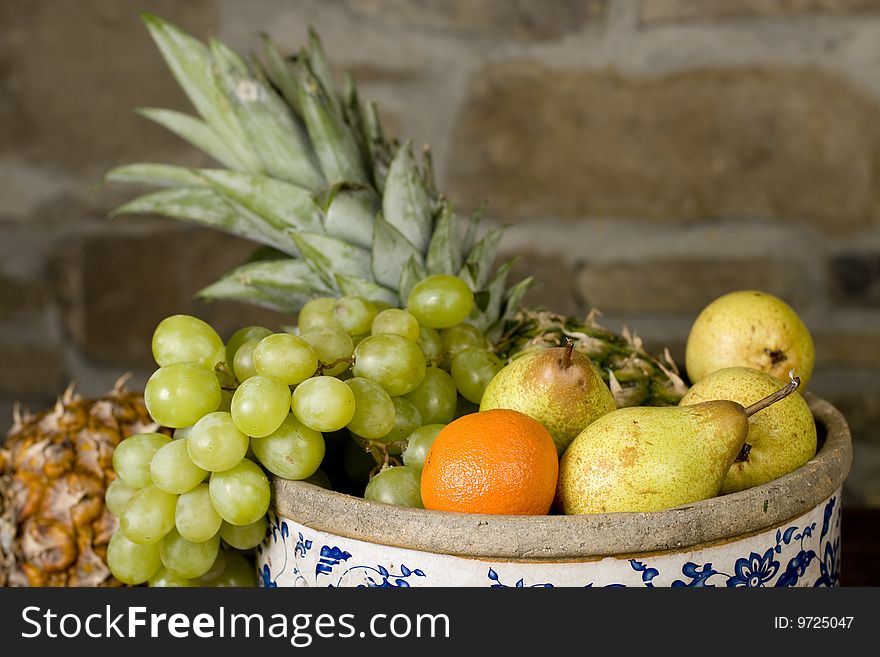 Traditional basket full of fruits - still life shoot