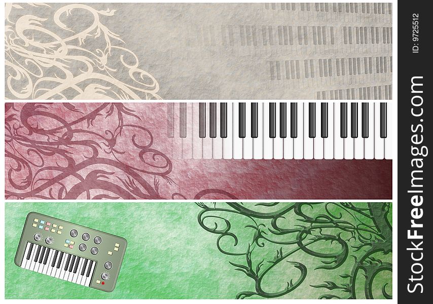 Grungy Musical Retro Keyboards  Headers