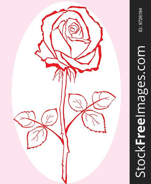 Hand sketched single rose bud. Hand sketched single rose bud.