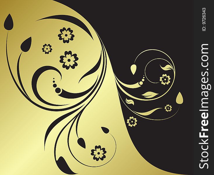 Golden floral background for design (vector)