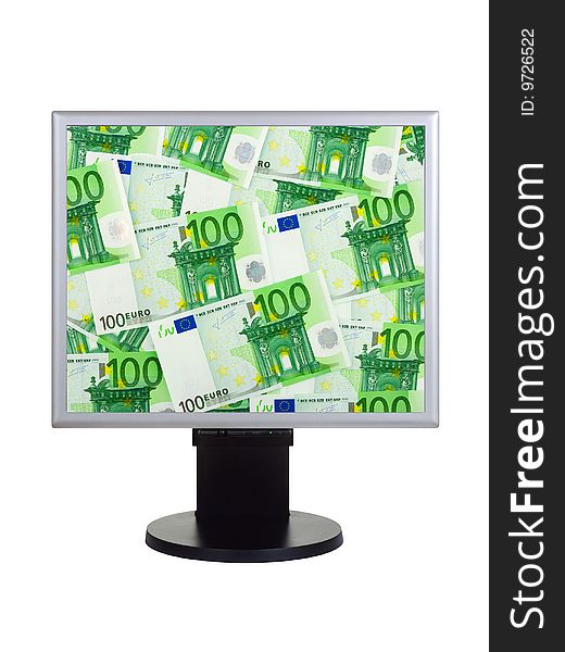 Computer monitor with money