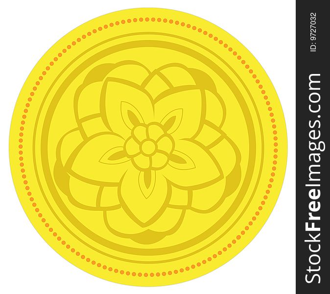 Flower on the yellow circle background