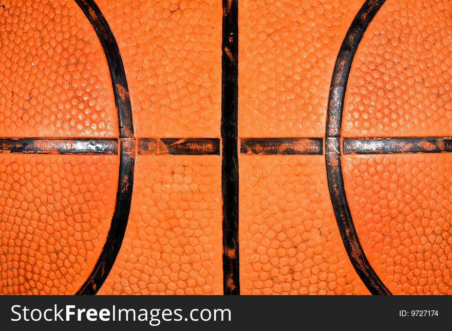 Particular ball used for basketball orange