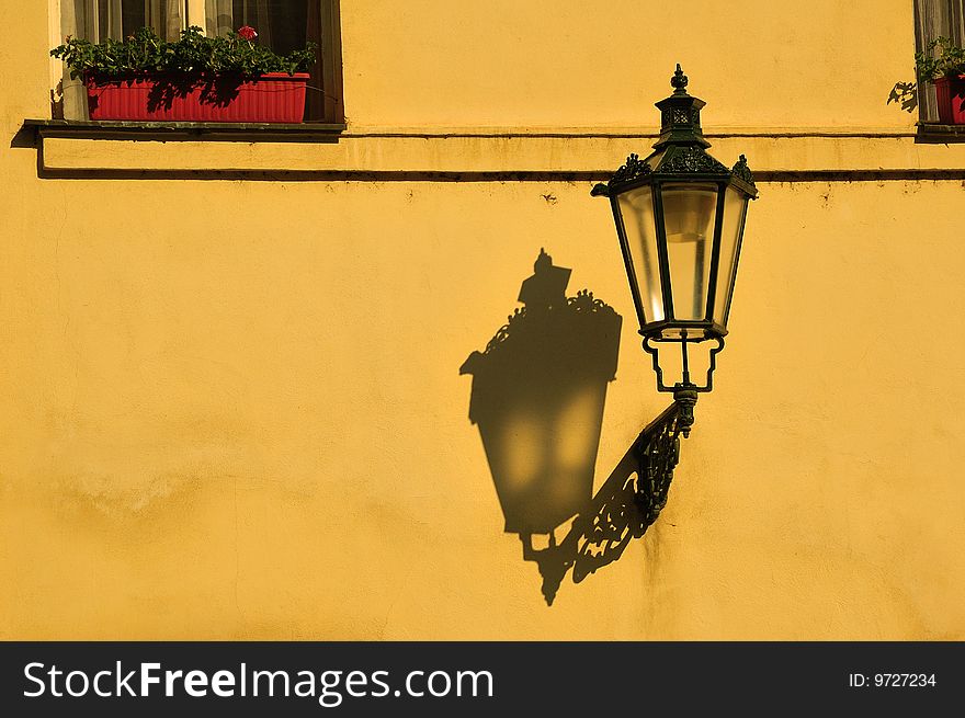 Metal lantern on the wall