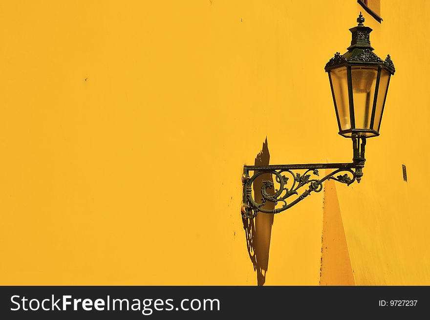 Metal lantern on the wall