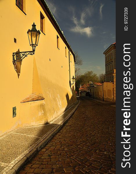 Narrow Street At Sunset