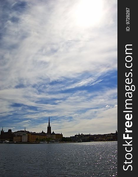 View over Stockholm city in summer day