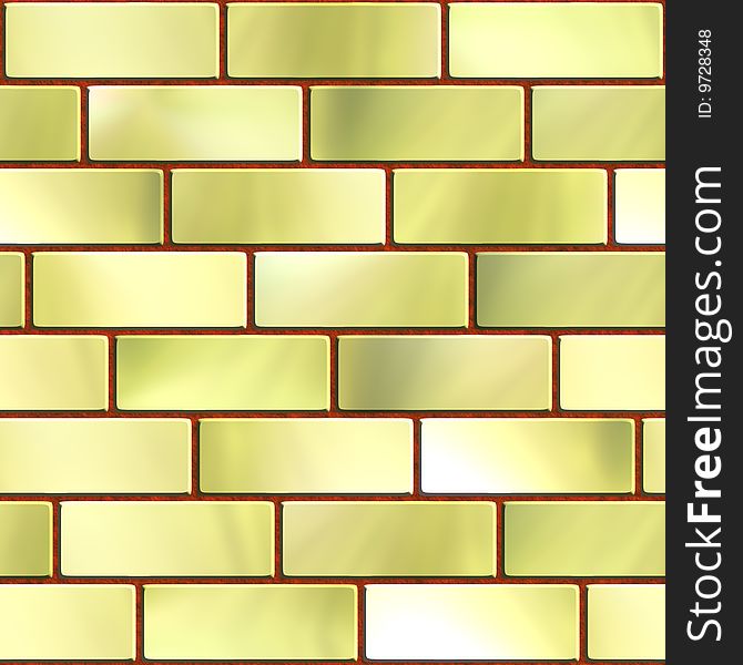 High quality computer generated texture of gold brick wall