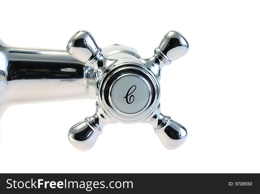 The amalgamator handle, cold water, on a white background, it is isolated.