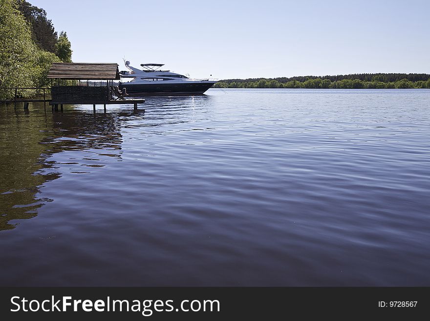 Nice yacht on the river Volga. Nice yacht on the river Volga