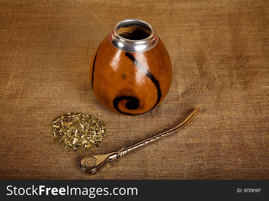 Argentinean Calabash with Bombilla, selective focus