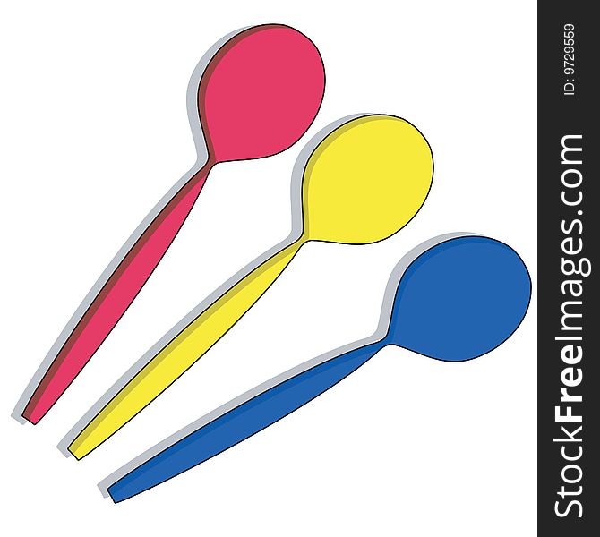 Illustration of three spoons,tool, utensil