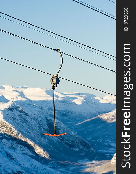 Ski-lift mountain background snow