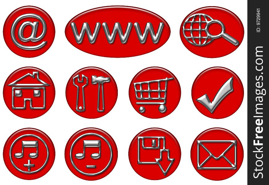 Your Red & Gray Shiny Web Button Icons Are Ready