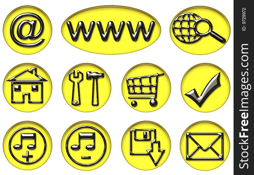 Your Yellow & Black shiny web button icons are ready...