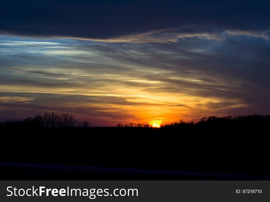 Sky, Horizon, Red Sky At Morning, Afterglow