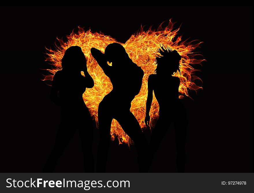 Silhouette, Darkness, Love, Flame